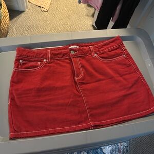 Red mini skirt